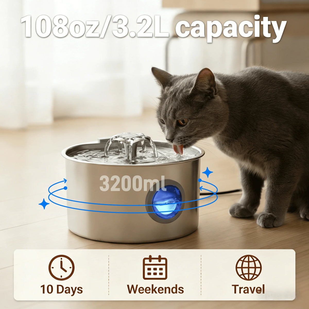 Automatic Cat Water Fountain Stainless Steel Dog