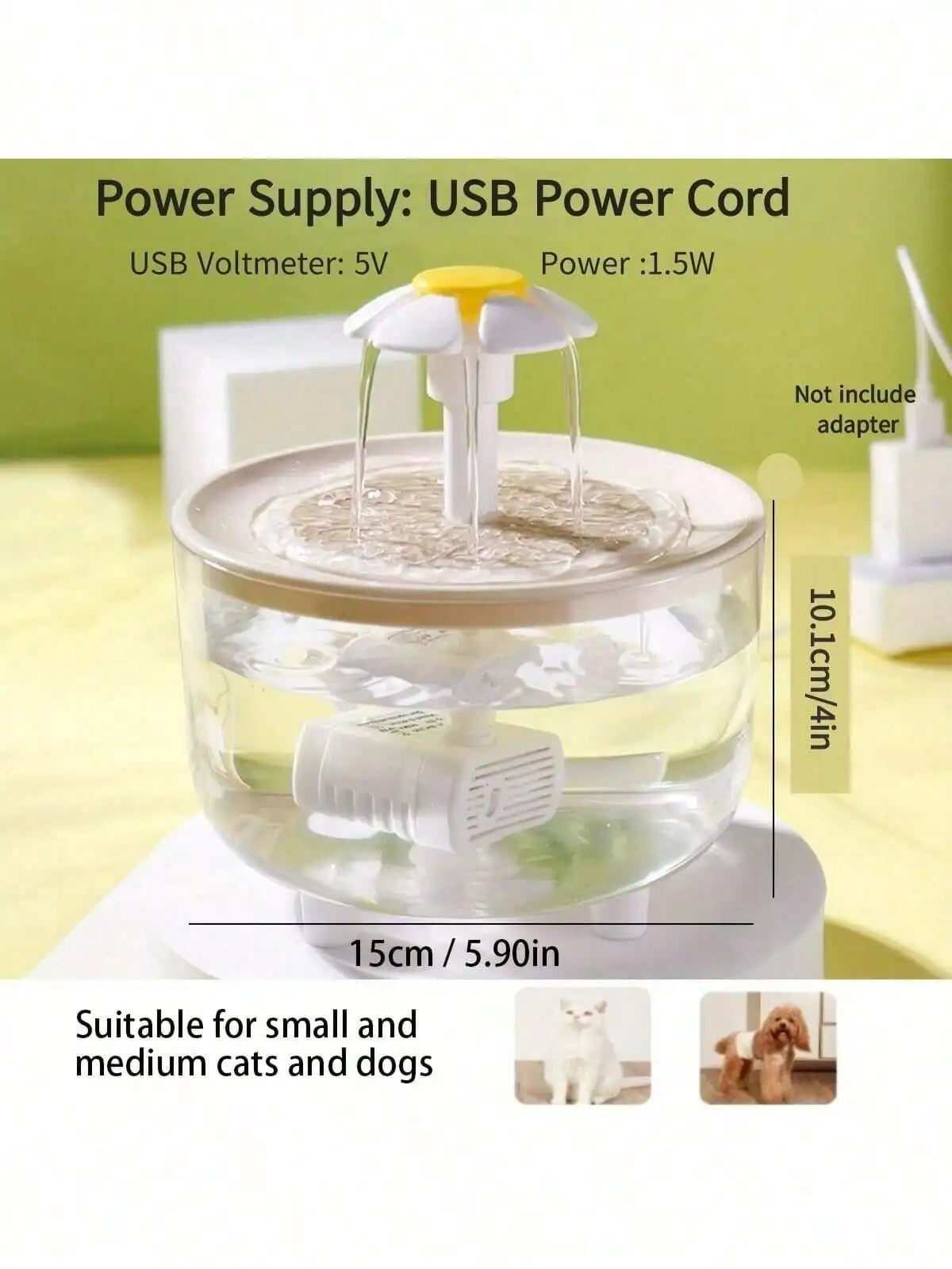 Floral Design Automatic Cat Water Fountain