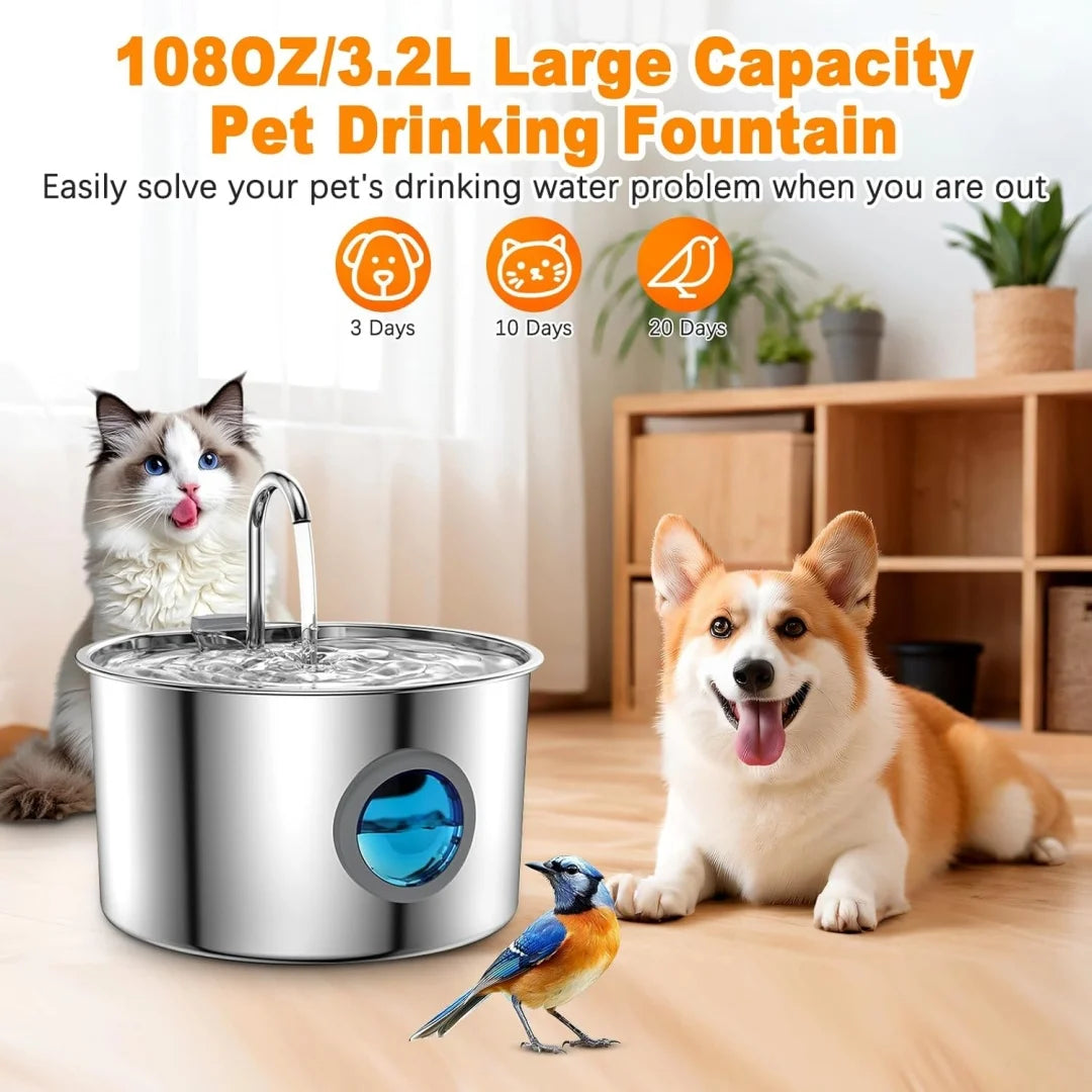 Automatic Cat Water Fountain Stainless Steel Dog