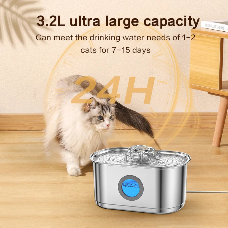 Automatic Cat Water Fountain Stainless Steel Dog